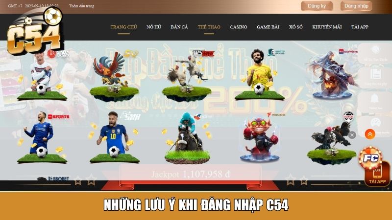 Những lưu ý khi đăng nhập C54